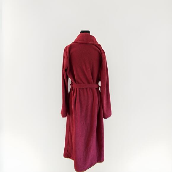 LL.Bean Winter Fleece Belted Robe - Medium - Red Plush Cozy Cabincore Loungewear - Picture 3 of 6